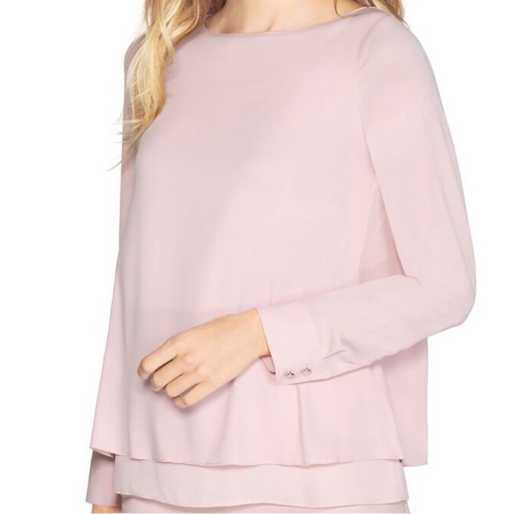 White House Black Market | Blush Double Layer Long Sleeve Blouse | Sz 4